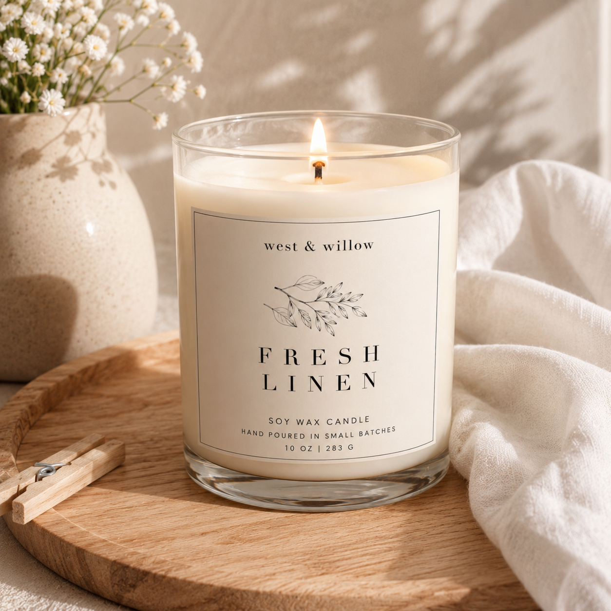 Fresh Linen Candle 🤍🕯️